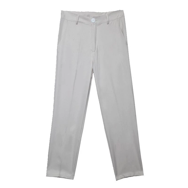 Tal vez U mujeres Beige negro pantalones de cintura alta Casual hasta