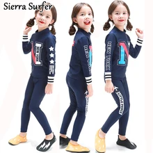 Купальник для девочек, купальники, танкини, детские купальные костюмы для девочек, большие дети, с длинным рукавом, солнце, защитная буква N Plavky