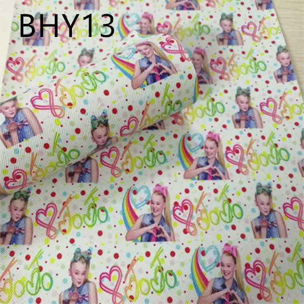 

Free shipping 7.6*12inch cartoon jojo print synthetic leather fabric for DIY accessories BHY13