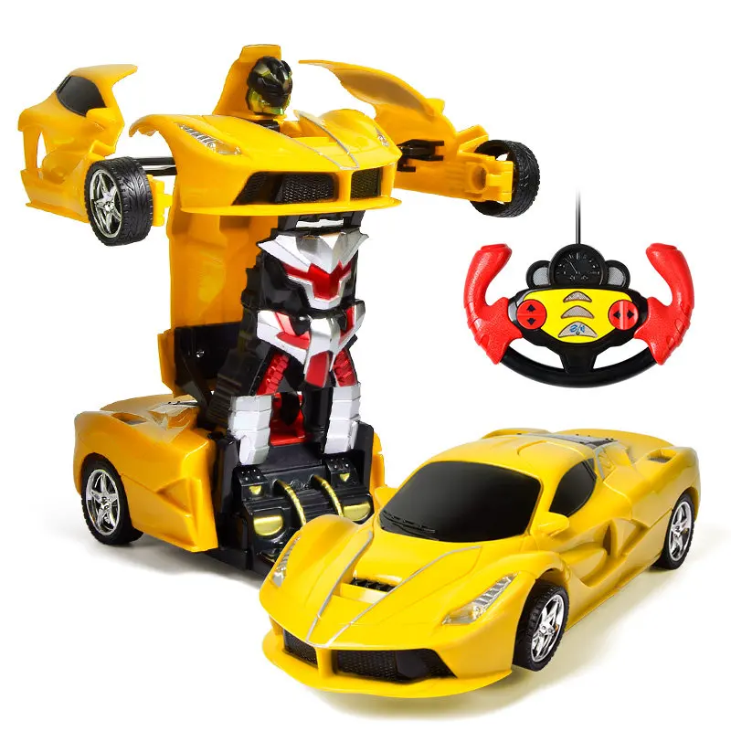 Дропшиппинг Электрический Радиоуправляемый автомобиль Трансформация Роботы спортивные транспортные средства дистанционное управление деформационные автомобили радиоуправляемая Боевая игрушка для детей подарок - Цвет: Ferrar Yellow 2