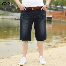 Новые летние тонкие повседневные джинсовые шорты мужские свободные джинсы большого размера хлопок мужские колено брендовая одежда размер 30-42 44 46 48