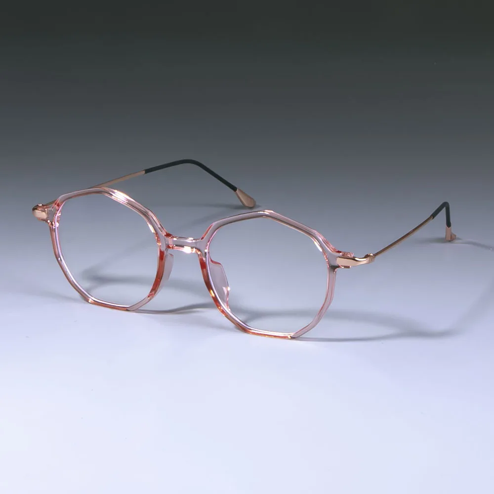 Круглые очки кошачий глаз, оправа для мужчин и женщин, оптические модные компьютерные очки 49017 - Цвет оправы: gold pink