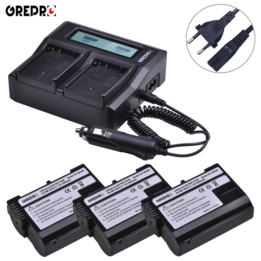 

EN-EL15 EN-EL15A Battery ENEL15 EL15 Camera Battery+LCD Rapid Charger for Nikon D800 D800E D810 D600 D610 D600E D7000 D7100 d750