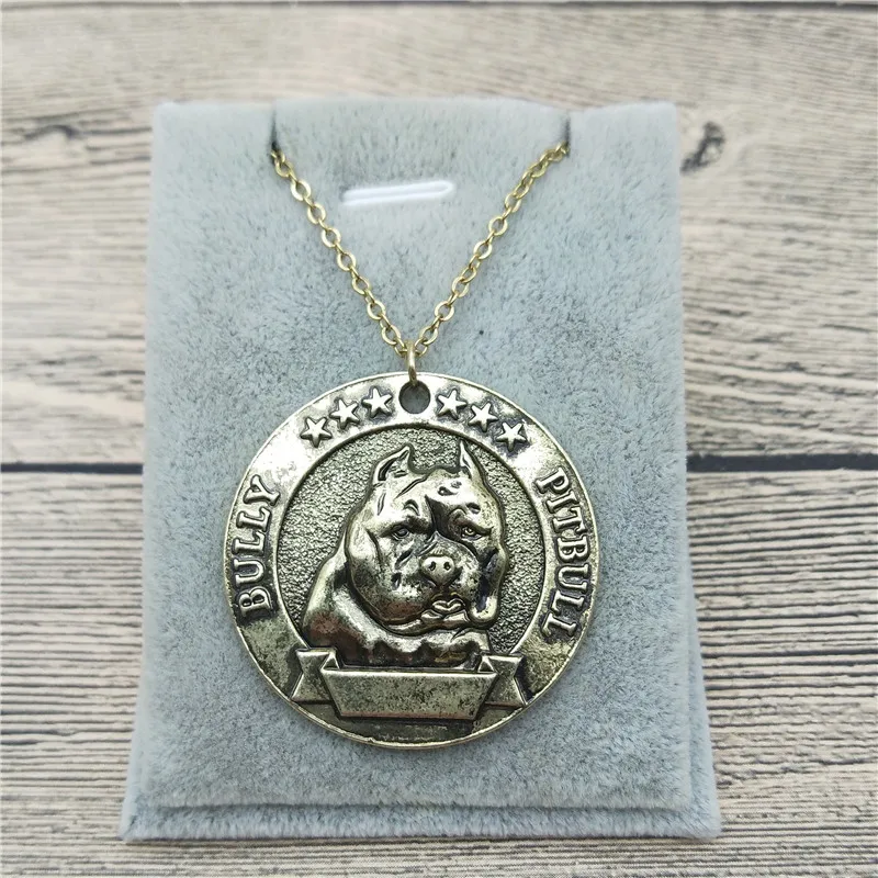 Collar con colgante de perro Pitbull para mujer, joyería de estilo