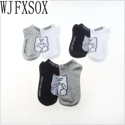 Wjfxsox средний палец Cat носки до лодыжки Для женщин Для мужчин Забавный мультфильм хлопковые носки-следки для любителей хип-хоп Meias унисекс