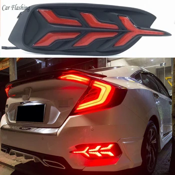 

1Pair For Honda Civic 2016 2017 2018 LED Rear Bumper tail light fog lamp Brake Lights Signal lamp DRL new design reflector