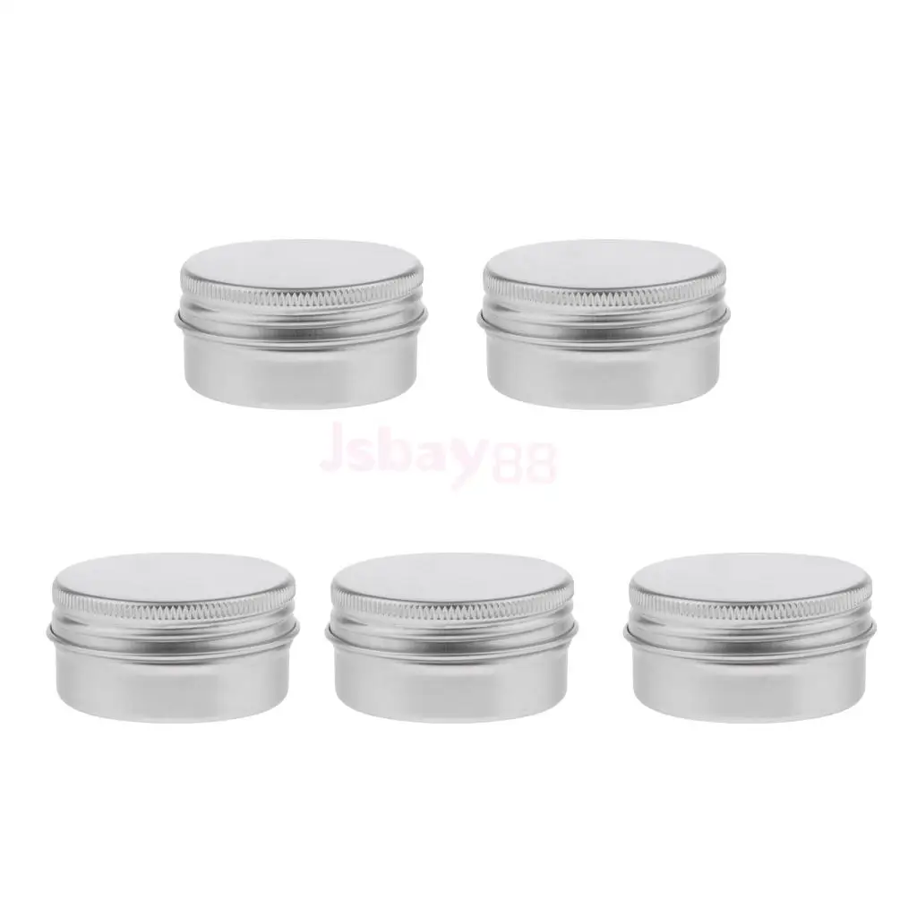 5pcs 1 Ounce 30ml Aluminum Tin Jars Screw Cap Round Storing Can