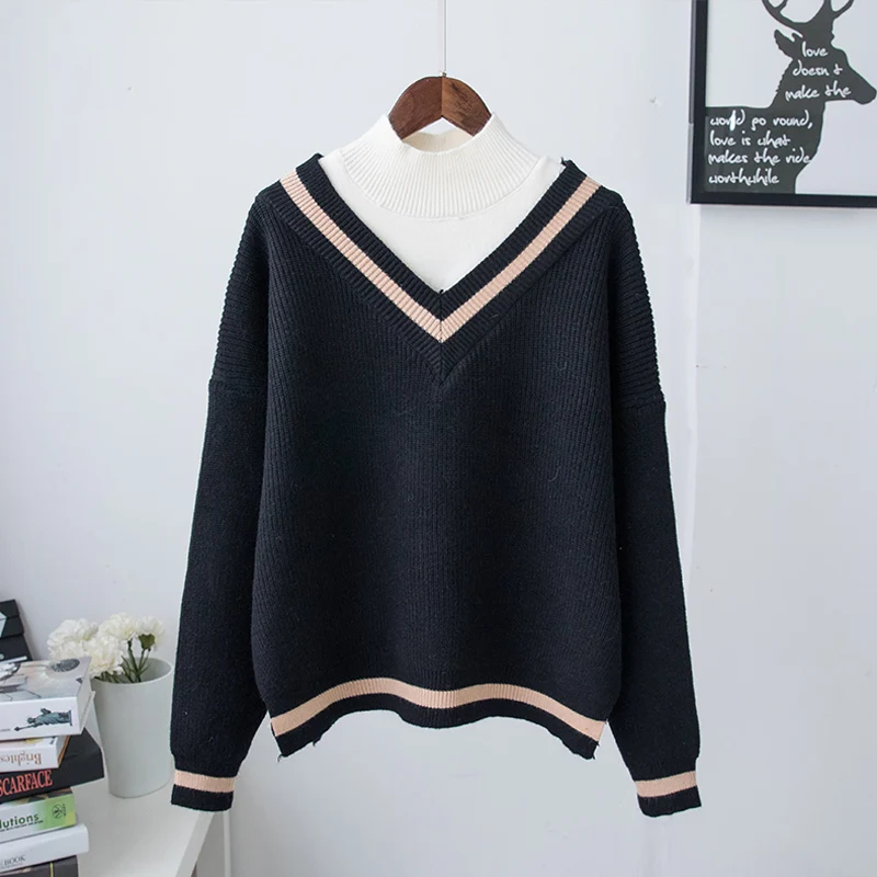 Alto Pullovers De Outwear Chart 2018 Las Tops Nueva Cuello Mujeres See see Unidades Más Suelta Invierno Espesar Punto Suéter Falso Chart 2 ZEnqaWd