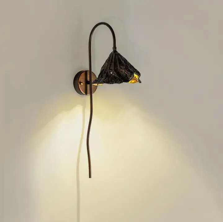 Новый китайский стиль китайский настенный светильник прикроватная тумбочка для спальни Гостиная настенный прохода коридор лист лотоса