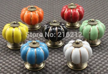 

Pumpkin Knobs Europe Ceramic Door Cabinet Cupboard Handles Pull Drawer