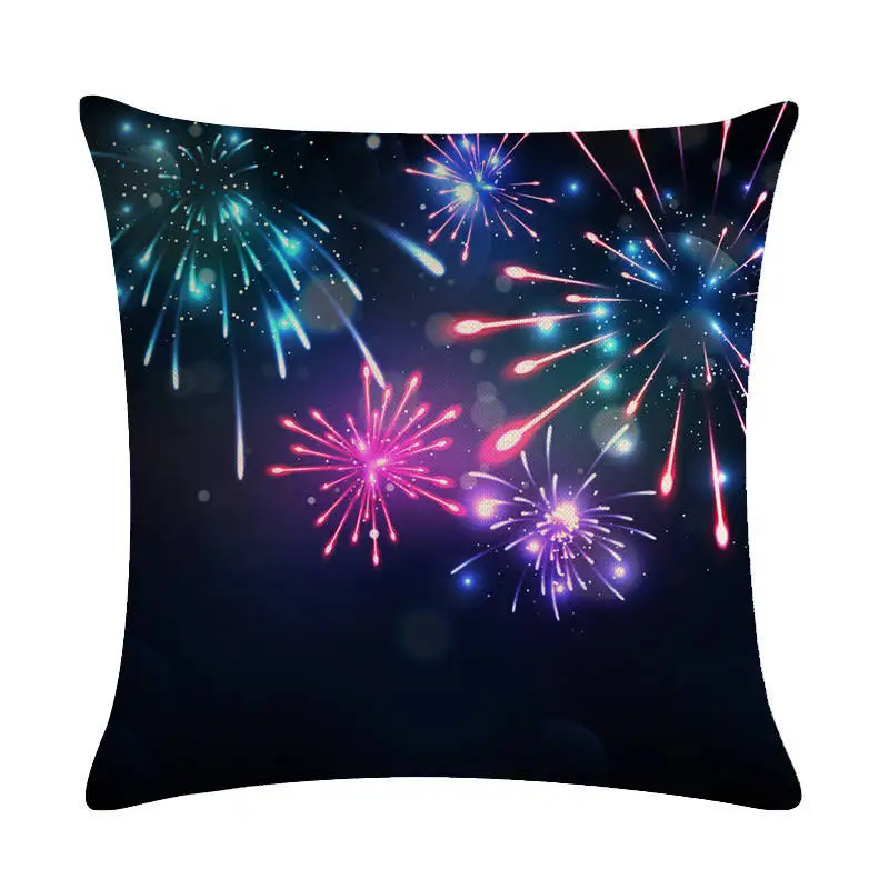 Colorful Fireworks Cushion Cover Linen 45*45 for Sofa Bed Couch Decor Black Pillowcase Living Room Home Decorative Accessories