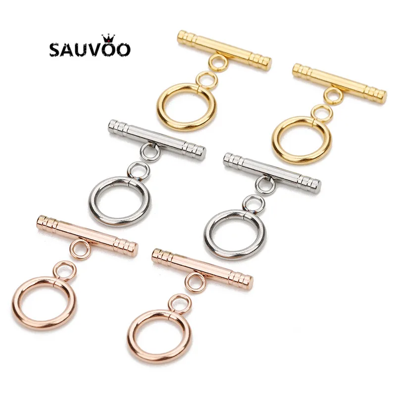 

4 sets of stainless steel OT button, rod 3mm long 22mm, round wire diameter 2mm outer diameter 13mm steel/gold/rose gold bail b