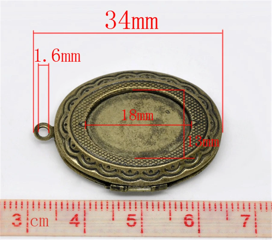 DoreenBeads 5 бронзовый тон фото Овальный медальон рамка Подвески 34x24 мм(B12992), иу