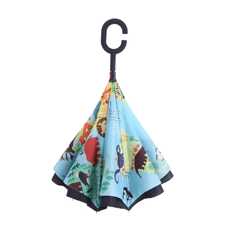 

Cartoon Kids Reverse Umbrella Rain Children Inverted Umbrellas Sunscreen Parasol