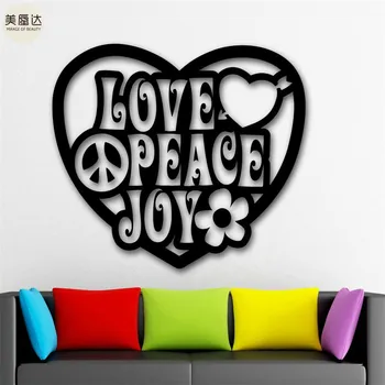 

Wall Stickers Vinyl Decal Love Joy Peace Pacifism Hippie