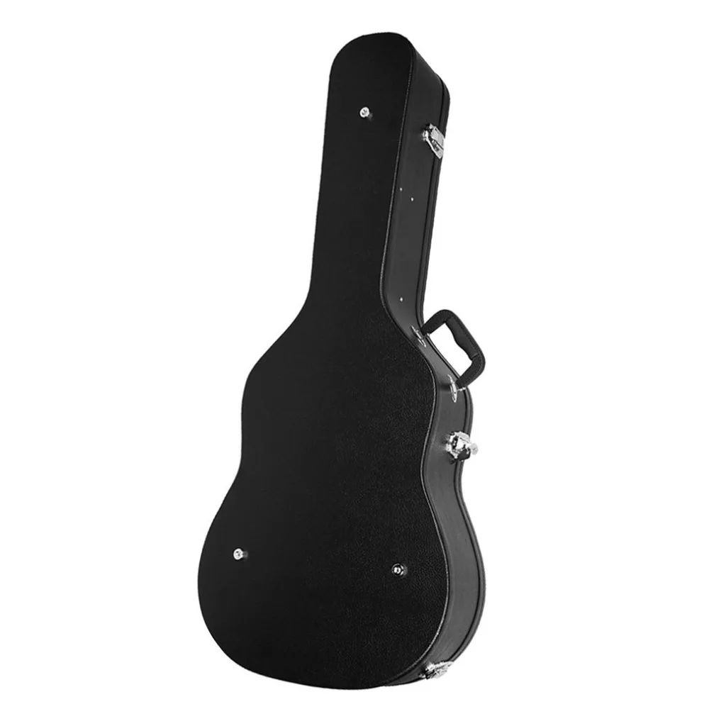 

40/41 Inch Waterproof Thickened Folk Wooden-Guitar Box Leather Guitar Box with Stainless Steel Lock for Security Free Shipping