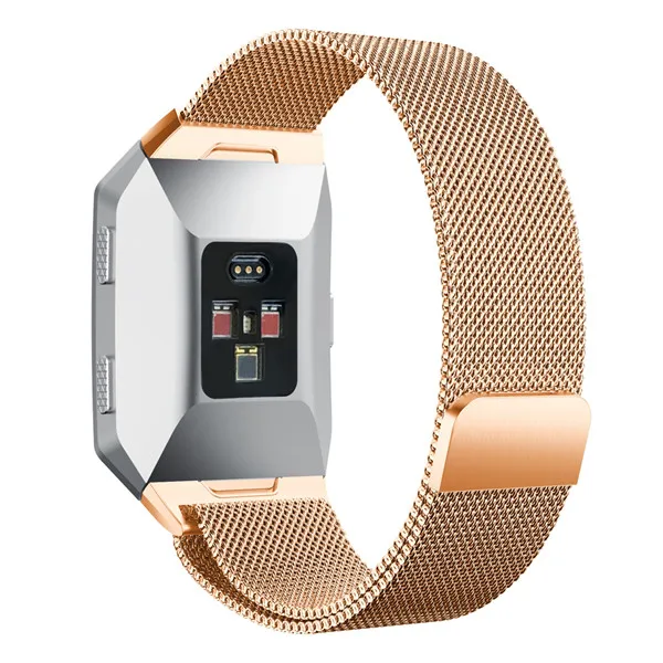 Для Fitbit ионический ремешок, магнитный с миланским плетением Петля из нержавеющей стали ремешок Ремешок Замена аксессуары для Fitbit Ionic ремешок для часов - Цвет: Rose gold