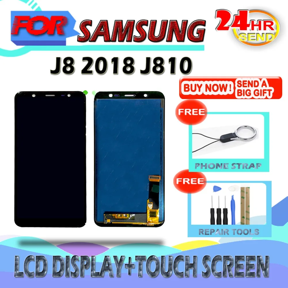 

SZHAIYU Tested LCD Display Brightness Adjustale Touch Screen For Samsung galaxy J8 2018 J810 LCD Digitizer Assembly With Tools
