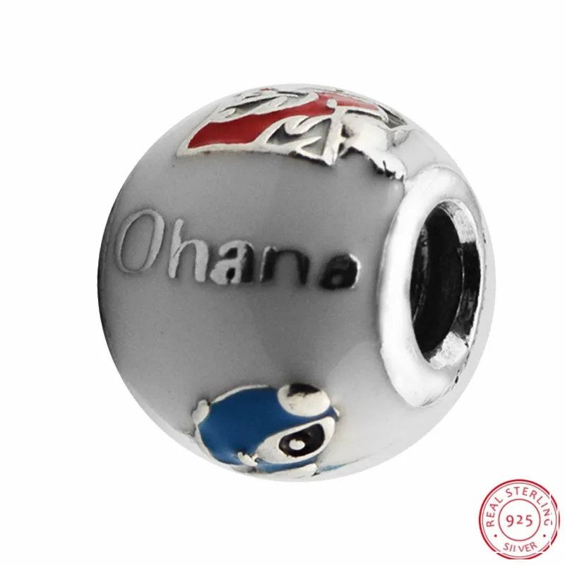 925 стерлингового серебра Desney Lilo& Stitch бусины в многоцветной эмали DIY Fit PANDORA Подвески для женщин Изготовление ювелирных изделий FL651
