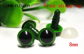 

wholesale 100pirs/lot 8mm green color Safety Eyes with Plastic washer For Animal Puppet Crafts