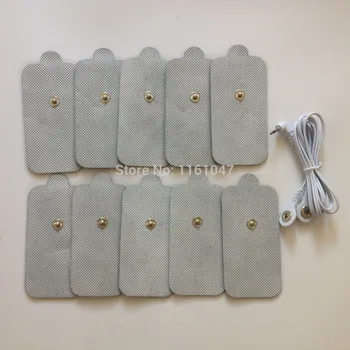 

freeshipping 10pcs/lot9*5CM Self Adhesive Large Electrodes pad +1pc DC 2.5MM 2 in 1 Head electrode wires /cable