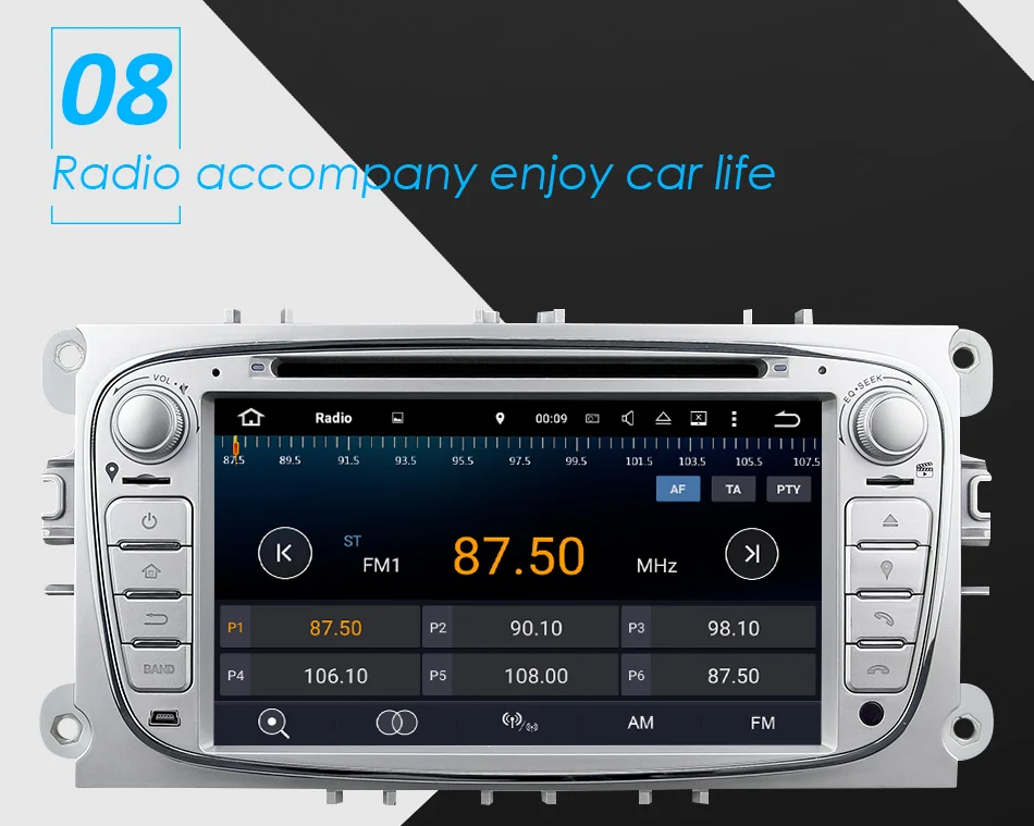 Flash Deal Eunavi 2 Din Android 8.1 Sliver Quad Core Car DVD Radio Stereo Player For Ford Focus Mondeo S-Max Cmax Galaxy 3G WIFI AUX Audio 14