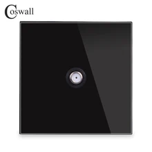 Coswall Новое поступление Кристалл Закаленное стекло панель стены спутниковая розетка черный цвет AC 110~ 250 В R11 серии