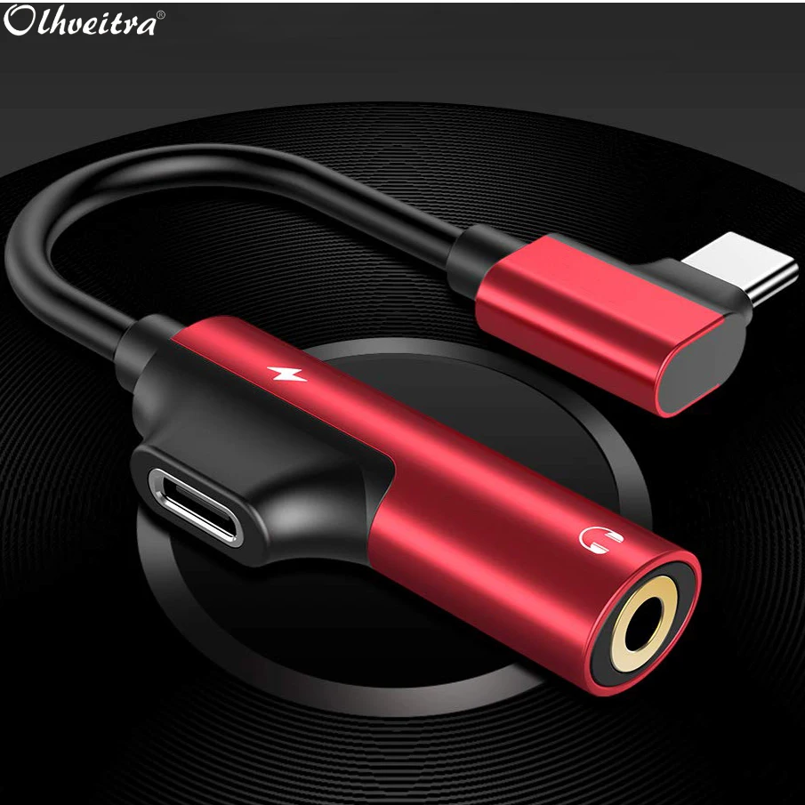 

Olhveitra 2 in 1 USB C Audio Cable Type C to 3.5mm Jack Aux Earphone Call Music Charging Adapter For Xiaomi Samsung Huawei HTC