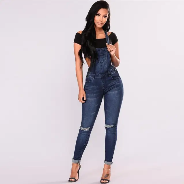 destroyed denim jumpsuit