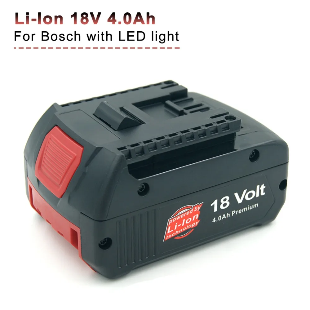 

18-volt Lithium-Ion 4.0 AH Replacement Battery with Digital Fuel Gauge for Bosch BAT609G BAT618 BAT620 3601H61S10 2607336170