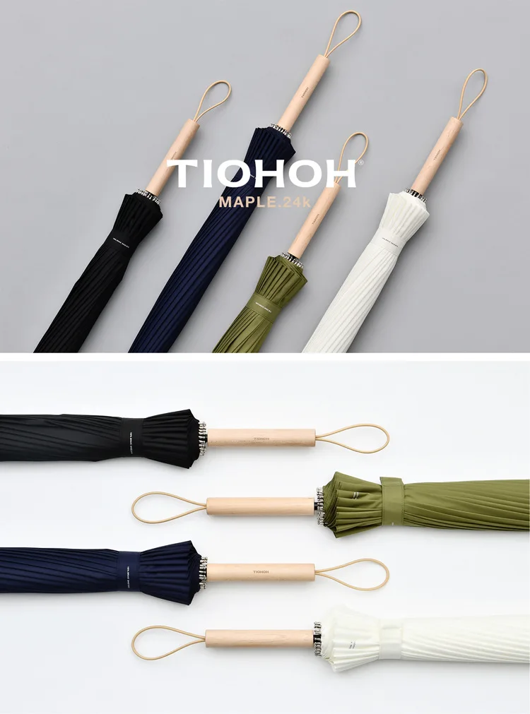 Tiohoh, 24 K, кленовый зонтик, для дождя, для женщин и мужчин, Одноцветный, Telfon Pongee, ткань, водонепроницаемый, длинная ручка, зонты, ветрозащитный, Paraguas