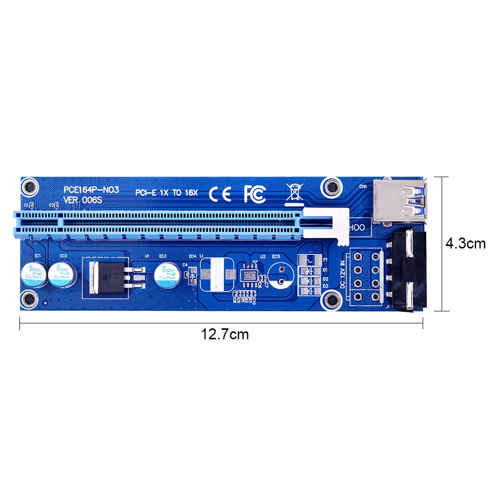 CHIPAL 1M VER006S PCI E Райзер карта 006S Express 1X 16X удлинитель SATA на 4 контактный кабель питания