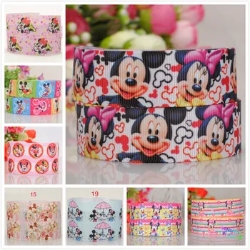 

7/8" 22 mm cartoon mickey & minnie mouse pattern printed tape grosgrain ribbon free shipping