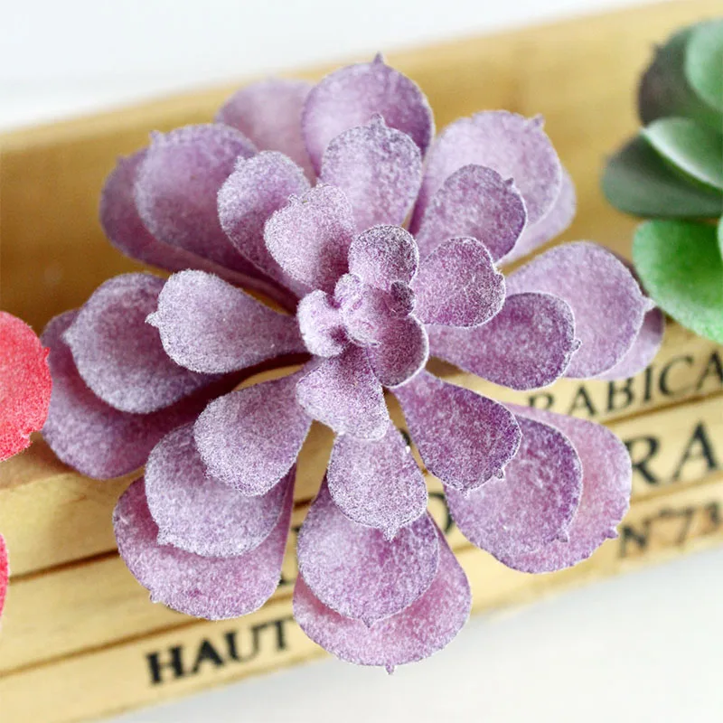 Charming Accessories Flocking DIY Mini Plant Plastic 1pc New Bridal Bouquet Fashion Purple Succulents Flower wall Floral - Цвет: 4