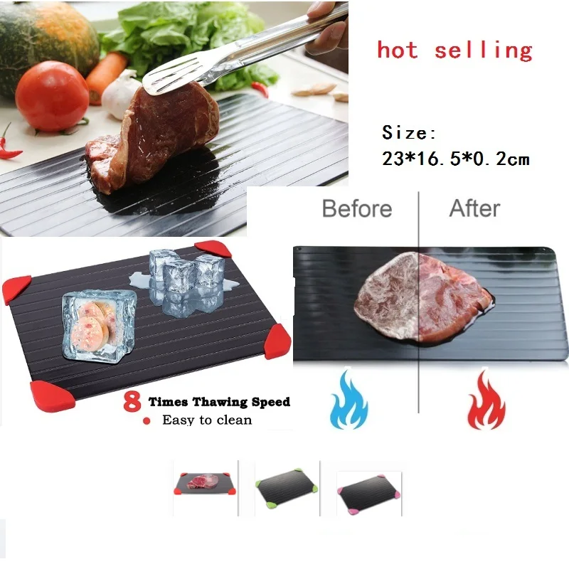 Promotion price Fast Defrosting Tray Plate Frozen Safe Aluminum Defrost Meat Defrost Tray Thaw 23*16.5cm Dropshipping
