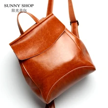 Sunny shop marca diseñador cuero genuino de la vendimia mujeres mochila mochila bolsas mochila de escuela para niñas mujeres de la manera mejor regalo