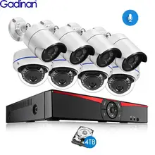 Gadinan 8CH POE 4MP комплекты безопасности NVR 4.0MP 1080P камера Аудио Звук CCTV система купольная пуля комплекты наружного наблюдения 4 ТБ HDD