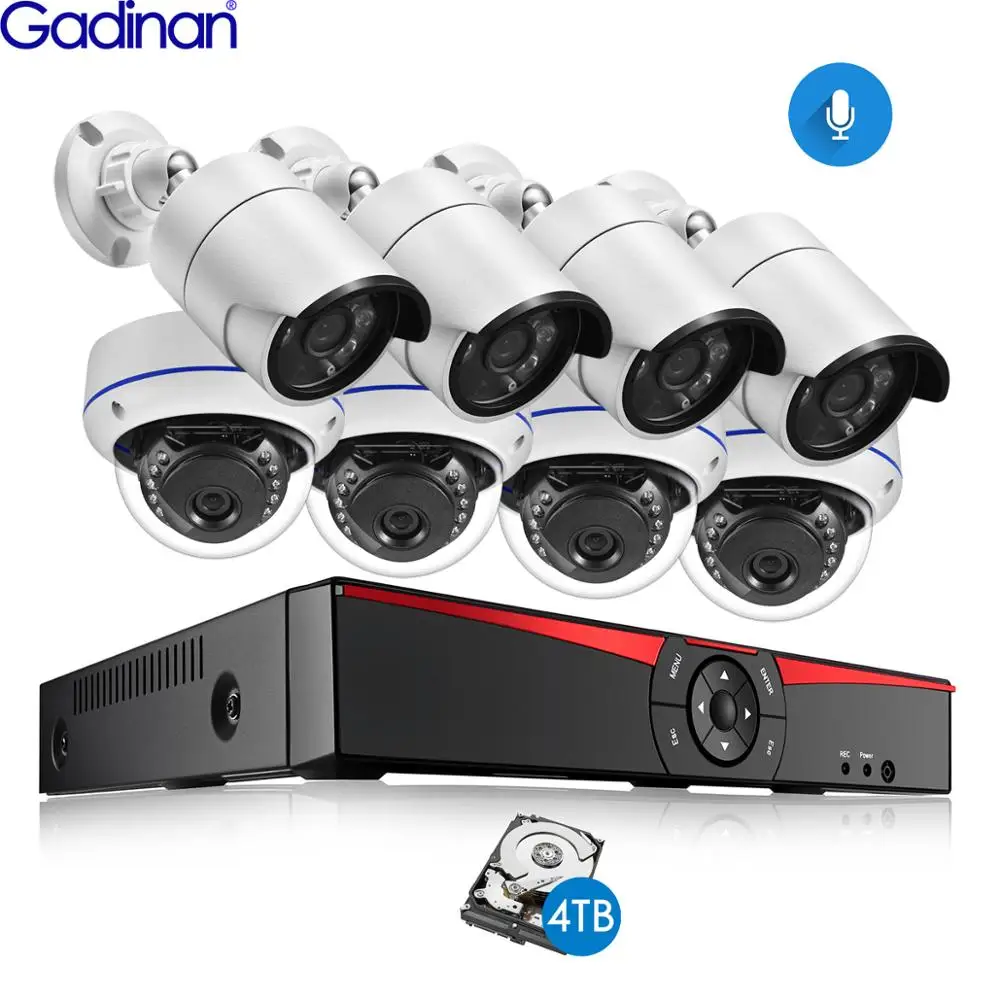 Камера видеонаблюдения Gadinan 8 каналов POE 4 МП NVR 1080P|Система наблюдения| |