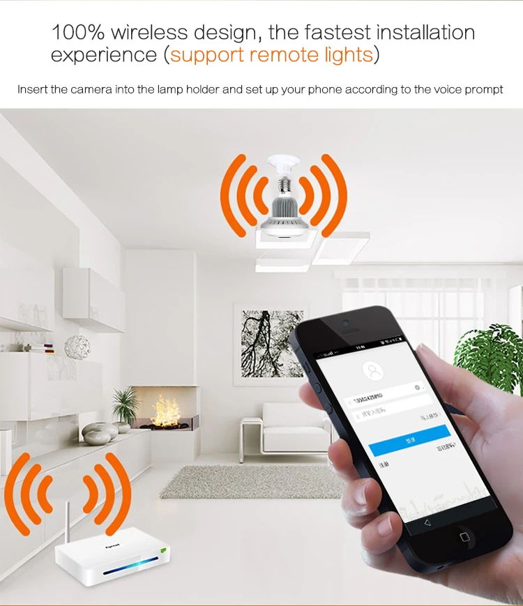 360 градусов панорамный Беспроводной IP камера «рыбий глаз» объектив умный дом 3D VR HD 1.3MP видеонаблюдения дома Wi-Fi мини E27 лампы Камера