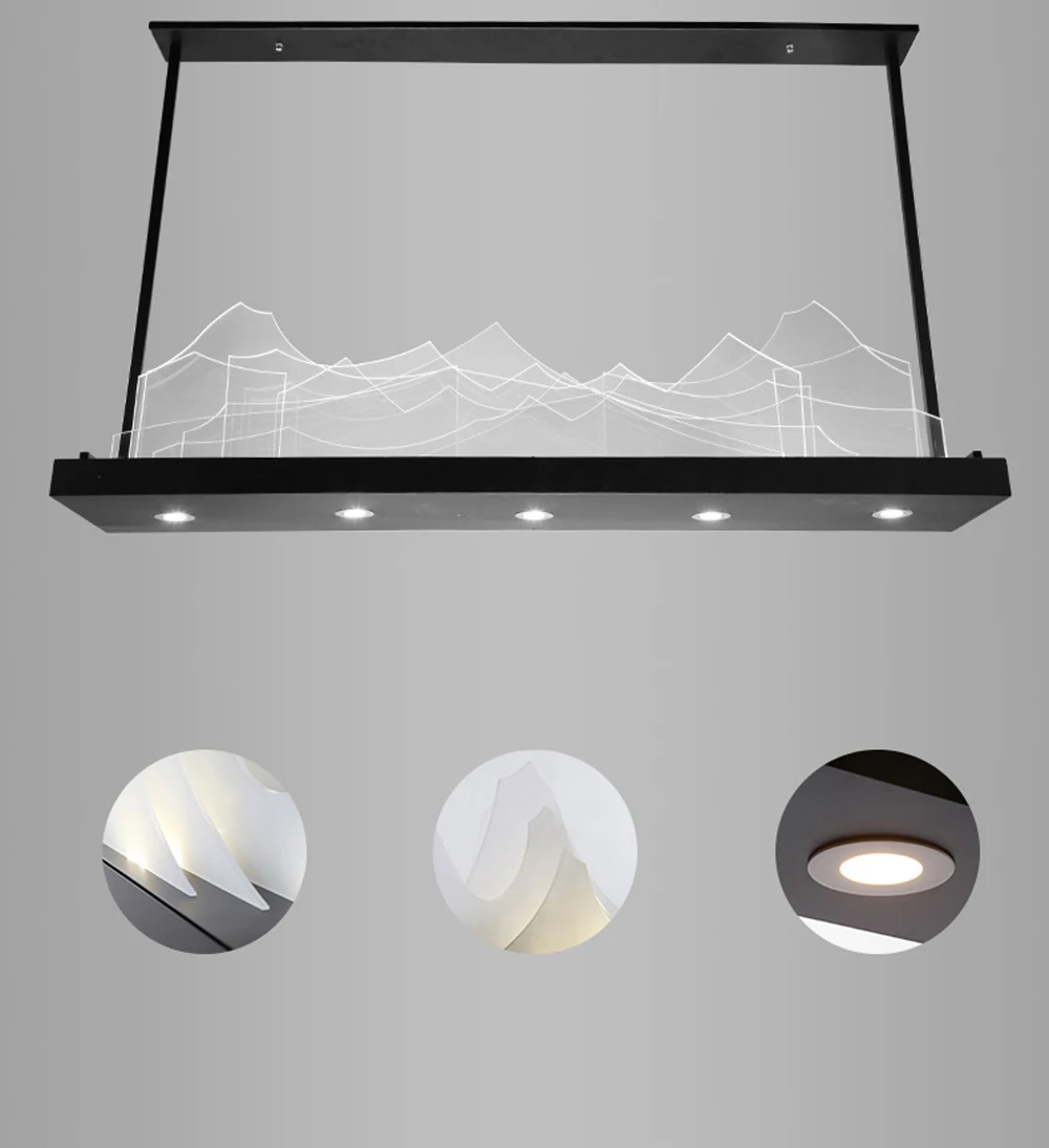 LED Новых Китайских Железные Акриловые Горы Дизайнерские Светодиодные Лампы.Светодиодные Светильники Люстры Подвесные.Светильники