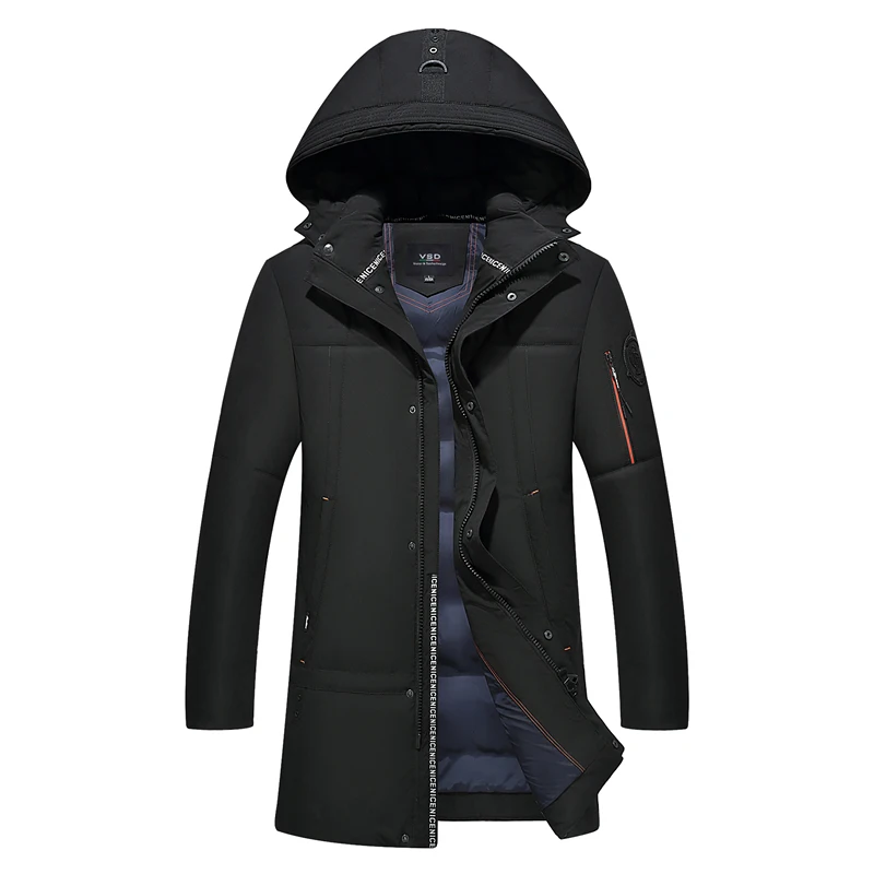 Men Down Jacket Detachable Hood Men Down Coat Brand Long Men's Down Jackets Winter Doudoune Homme Thick Outerwear Male