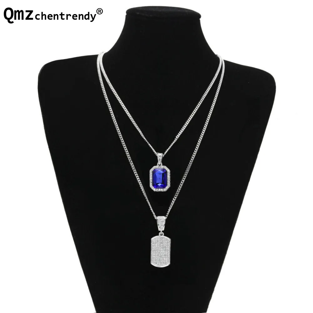 2 шт. набор ювелирных украшений в стиле хип хоп|stone pendant|bling dog tagsarmy tags necklace |
