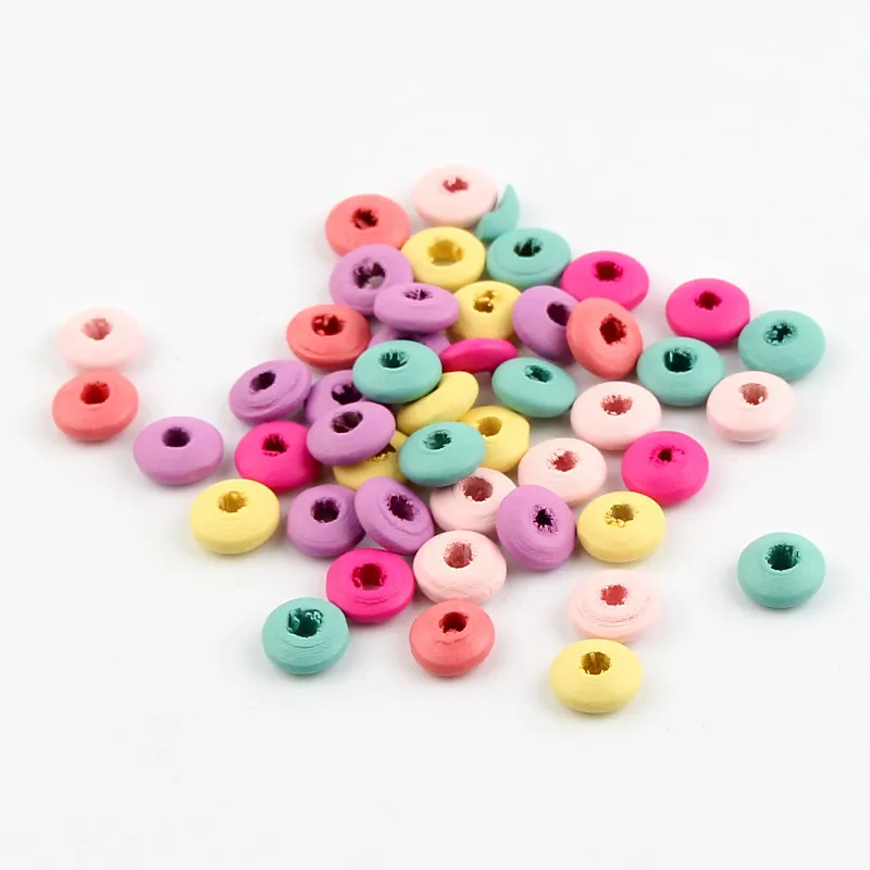 

Wood Beads 300pcs/lot Flattened Wooden Spacer Beading Beads 10x4mm for Baby DIY Crafts Makeing Bracelet Necklace