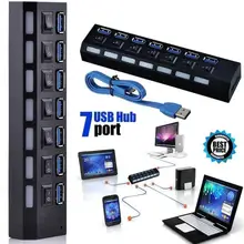 7 Ports usb 2.0 hub High Speed 480 Mbps Adapter usb splitter Hub 2.0 With Power on off Switch For ipad Laptop Computer phone