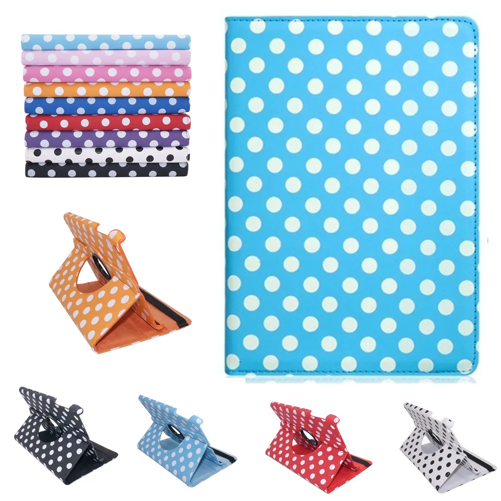 

Polka Dot Print 360-Degree Rotation Faux Leather Flip Case with Stand for iPad Air 1