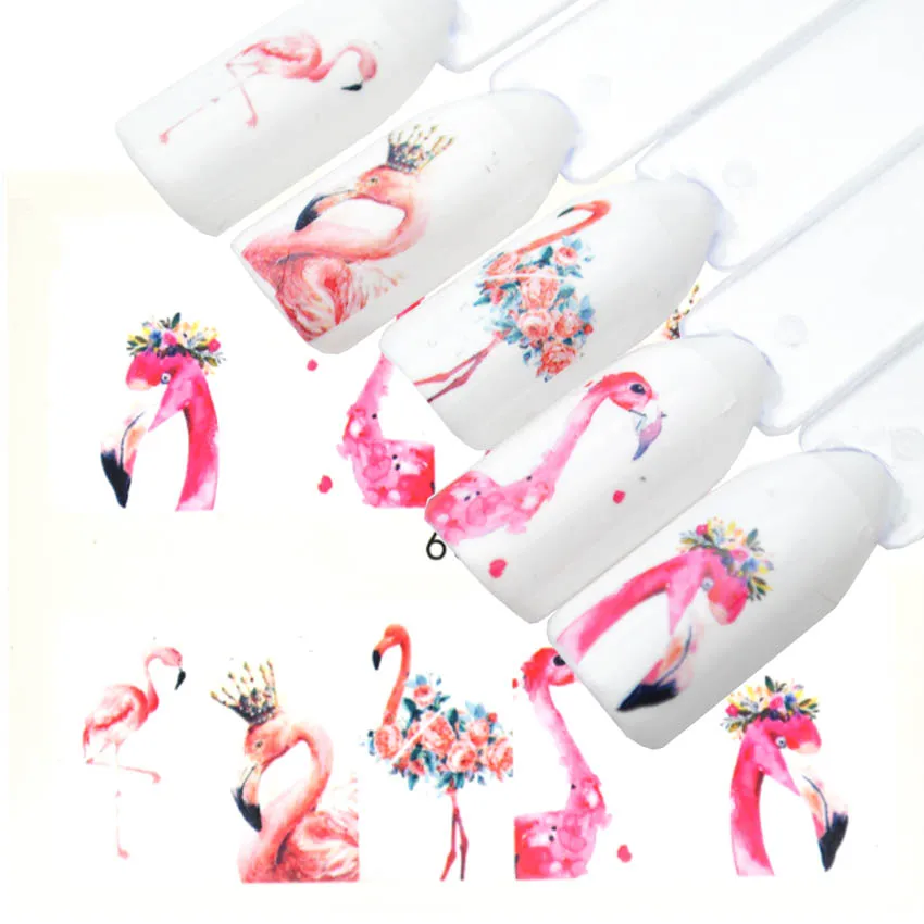 

1pcs Nail Water Stickers Flamingo Decals Toucan Animals Transfer Watermark Nail Art Slider Decoration Manicure Tip Tools ZJT3040