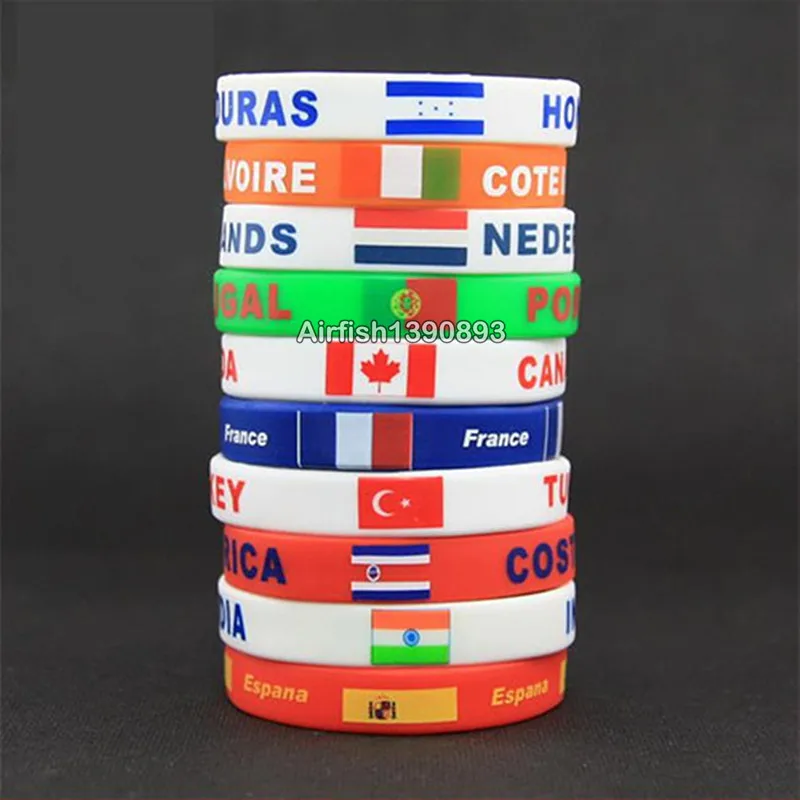 2 шт. флаги мира Логотип Браслет Открытый спортивный силиконовый наручный браслет для мужчин и женщин эластичный резиновый браслет браслеты Чирлидер подарки