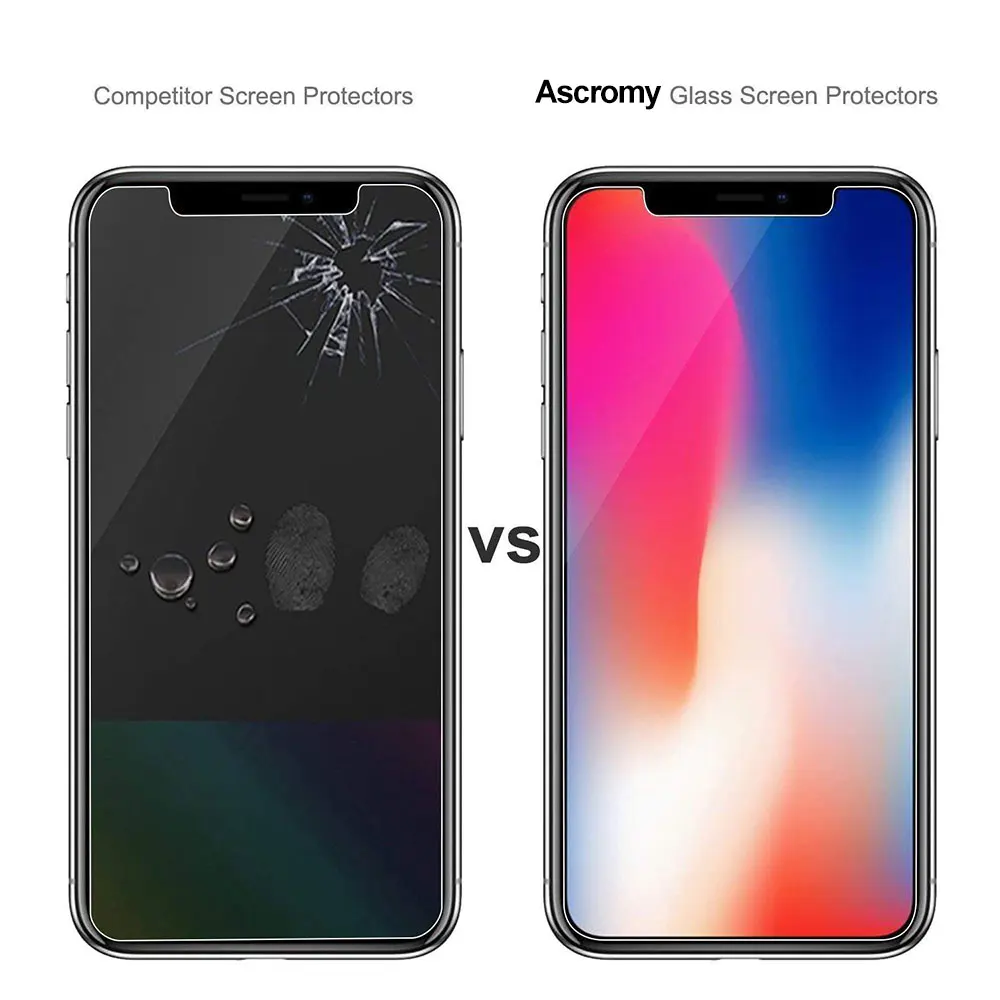 Ascromy For Apple iPhone XS Max Premium 9H Tempered Glass Screen Protector For iPhone X S XR 8 7 Plus 6 6S 8plus Protection Film (2)