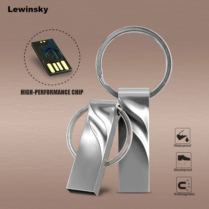 2 0 Водонепроницаемый Флешка 32 Гб 64 128 ГБ 8 16 USB флеш накопитель Memoria Metal Stick