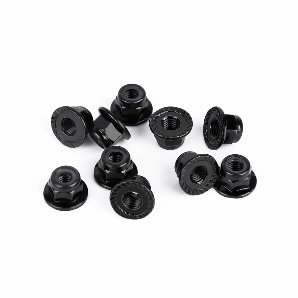 Dix pièces d'adaptateur d'écrou d'hélice pour moteur sans balais, disposées en rangée, visserie argentée